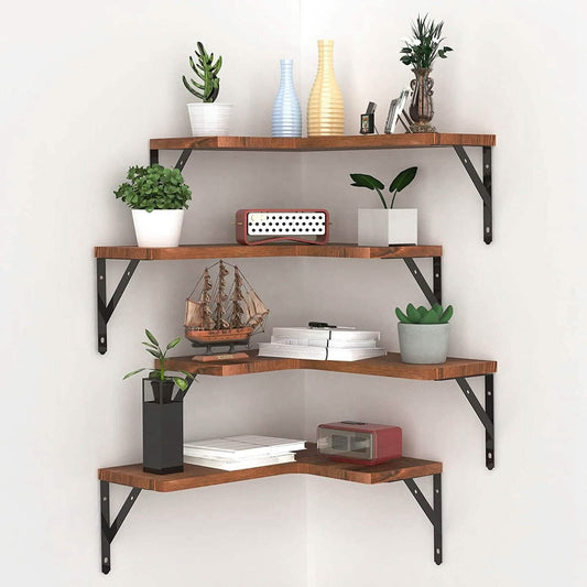 4-Pack: Corner Floating Shelf Wall Mount Display Storage DailySale