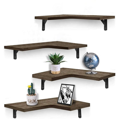 4-Pack: Corner Floating Shelf Wall Mount Display Storage DailySale
