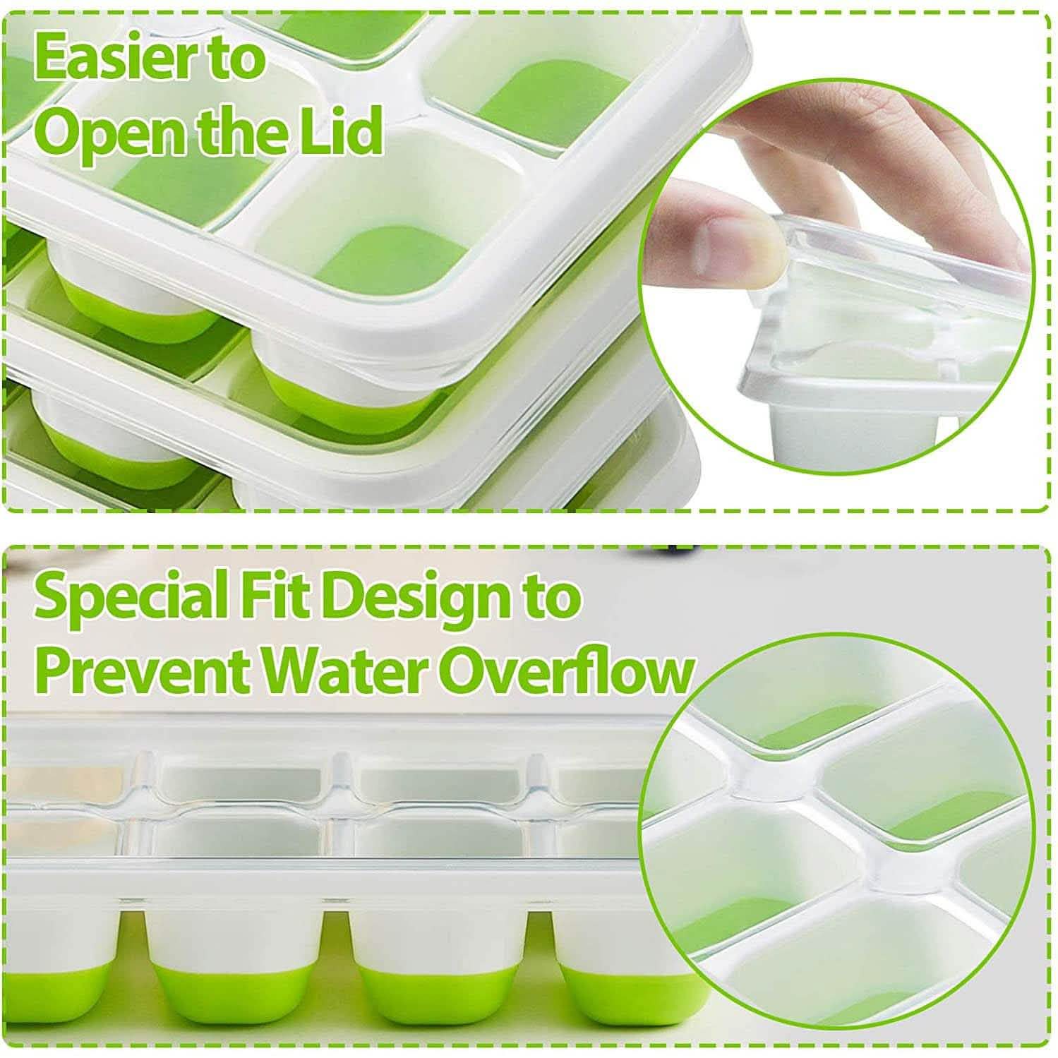 4-Pack: Easy-Release Silicone & Flexible 14-Ice Cube Trays with Spill-Resistant Removable Lid DailySale