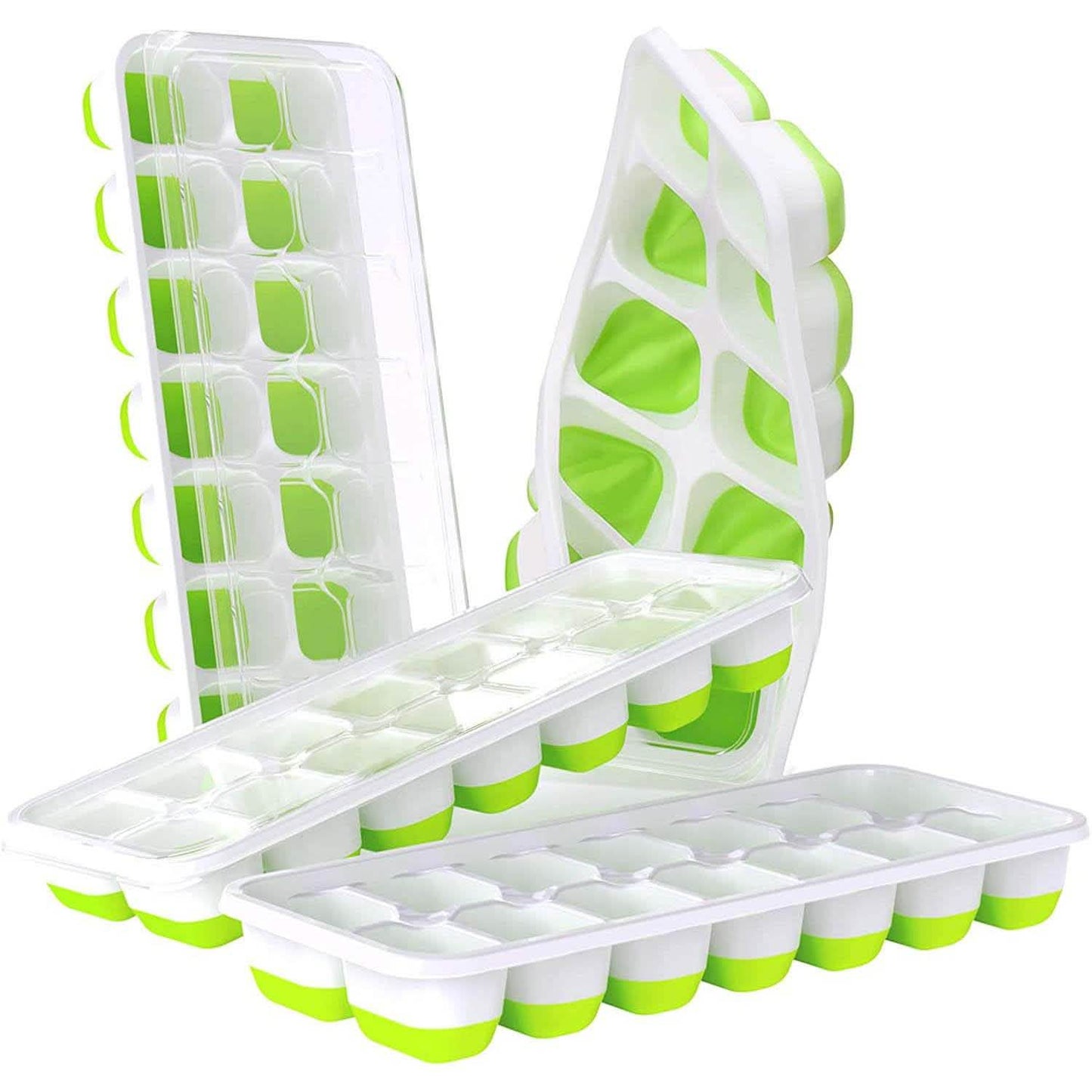 4-Pack: Easy-Release Silicone & Flexible 14-Ice Cube Trays with Spill-Resistant Removable Lid DailySale