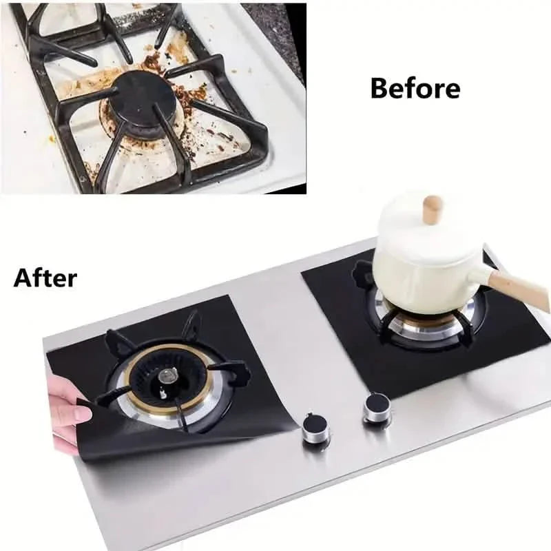 4-Pack: Gas Stove Burner Covers - Reusable Non-Stick PVC Stovetop Protector Liners DailySale