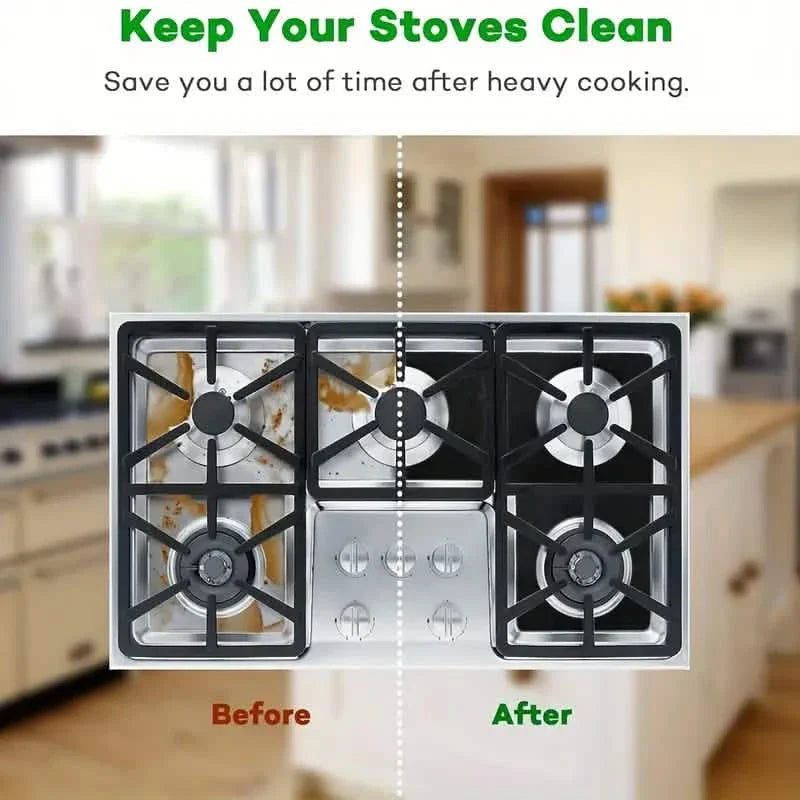 4-Pack: Gas Stove Burner Covers - Reusable Non-Stick PVC Stovetop Protector Liners DailySale