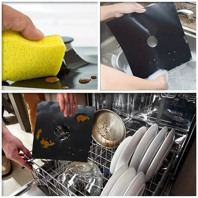 4-Pack: Gas Stove Burner Covers - Reusable Non-Stick PVC Stovetop Protector Liners DailySale