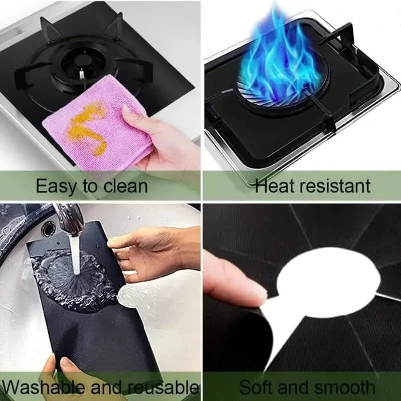 4-Pack: Gas Stove Burner Covers - Reusable Non-Stick PVC Stovetop Protector Liners DailySale