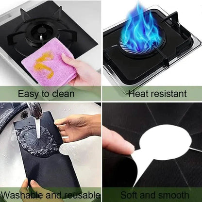 4-Pack: Gas Stove Burner Covers - Reusable Non-Stick PVC Stovetop Protector Liners DailySale