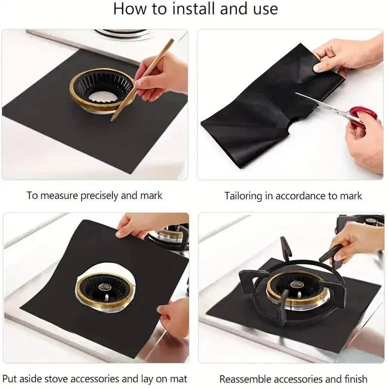 4-Pack: Gas Stove Burner Covers - Reusable Non-Stick PVC Stovetop Protector Liners DailySale