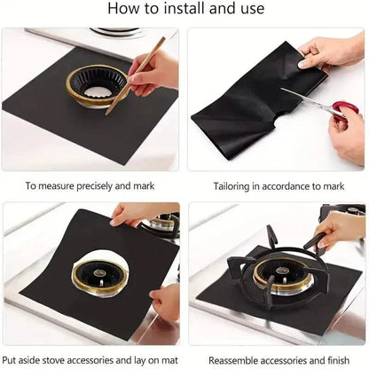 4-Pack: Gas Stove Burner Covers - Reusable Non-Stick PVC Stovetop Protector Liners DailySale