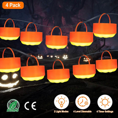 4-Pack: Halloween LED Pumpkin Lights Battery Operated with 2 Light Modes 4 Timer Setting DailySale