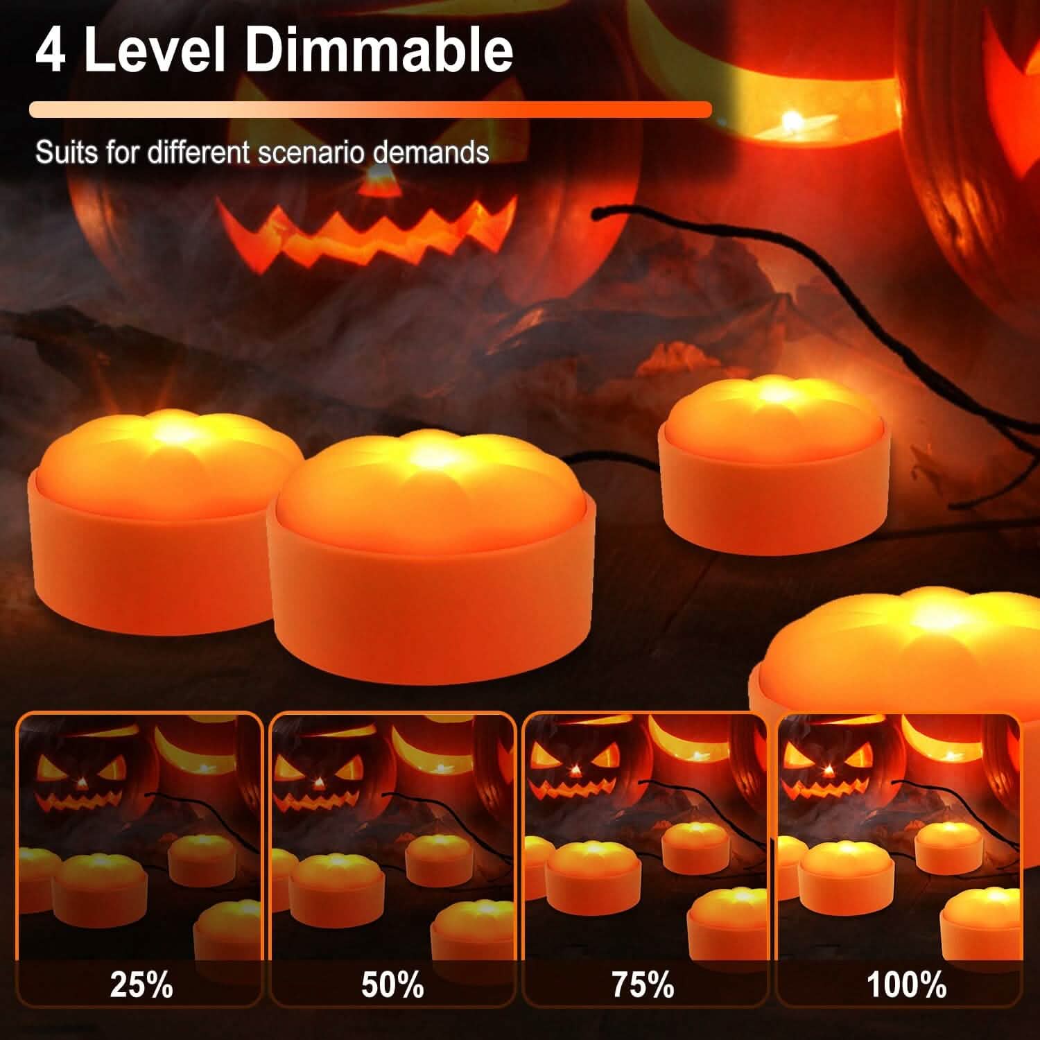 4-Pack: Halloween LED Pumpkin Lights Battery Operated with 2 Light Modes 4 Timer Setting DailySale