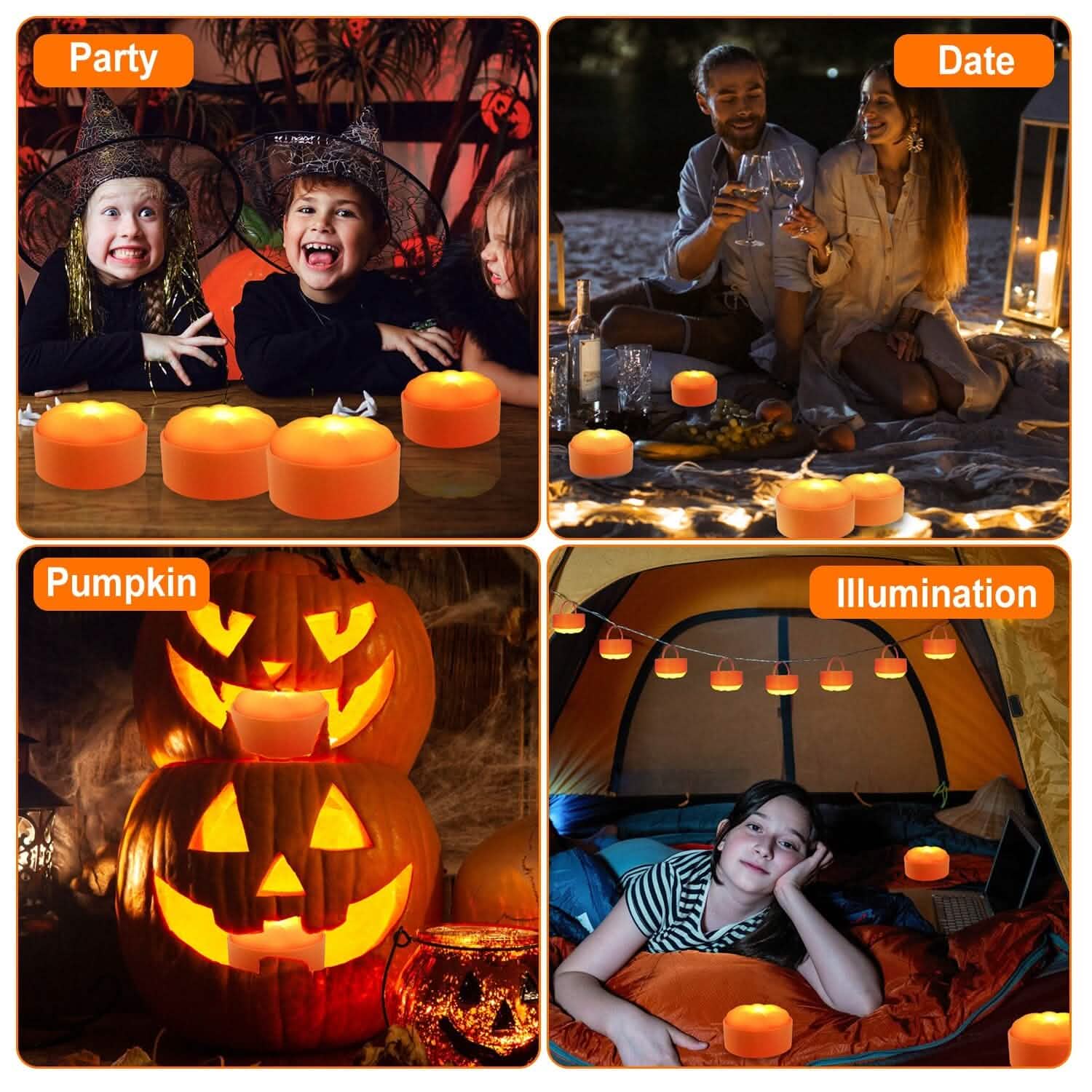 4-Pack: Halloween LED Pumpkin Lights Battery Operated with 2 Light Modes 4 Timer Setting DailySale