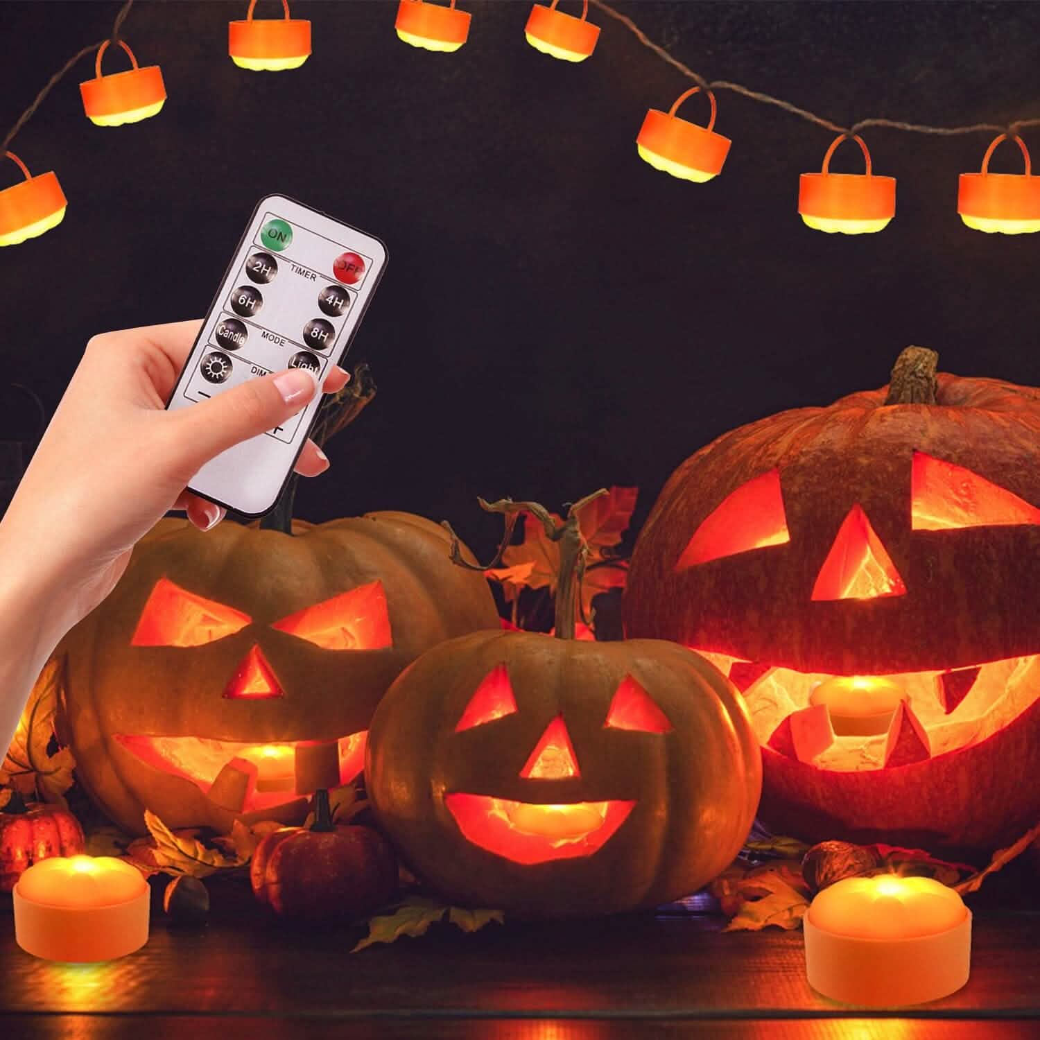 4-Pack: Halloween LED Pumpkin Lights Battery Operated with 2 Light Modes 4 Timer Setting DailySale
