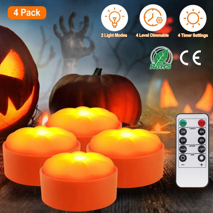 4-Pack: Halloween LED Pumpkin Lights Battery Operated with 2 Light Modes 4 Timer Setting DailySale