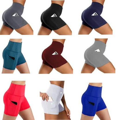 4-Pack: High Waist Soft Yoga Shorts for Women with 2 Side Pockets DailySale