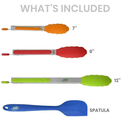 4-Pack: Kaluns Kitchen Tongs for Cooking with Silicone Spatula DailySale