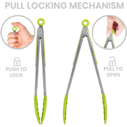 4-Pack: Kaluns Kitchen Tongs for Cooking with Silicone Spatula DailySale