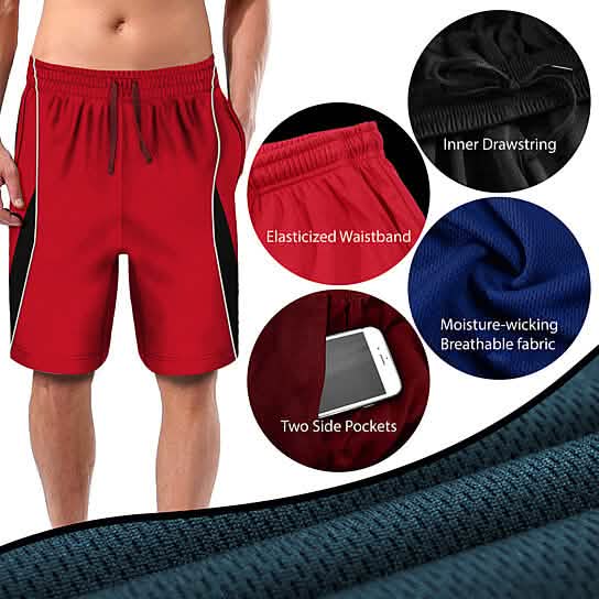 4-Pack: Men's Active Moisture-Wicking Mesh Performance Shorts DailySale