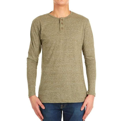 4-Pack: Men's Long-Sleeve Marled Henley Shirts - Size: Medium DailySale