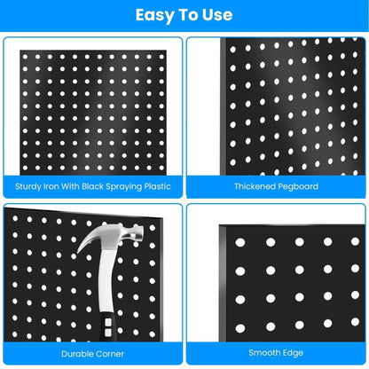 4-Pack: Metal Black Pegboard Wall Organizer with 1" Spacing 1/4" Hole DailySale