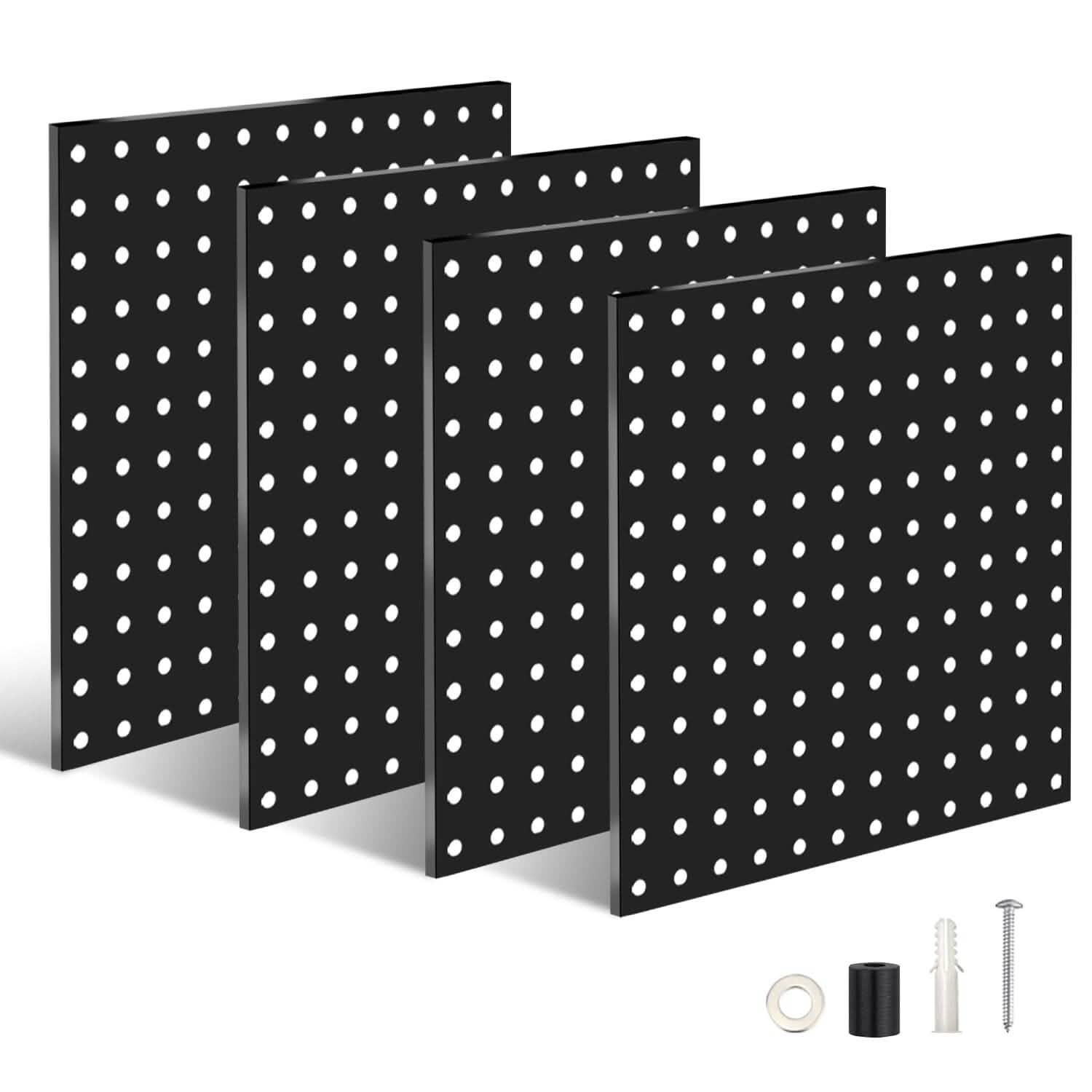 4-Pack: Metal Black Pegboard Wall Organizer with 1" Spacing 1/4" Hole DailySale