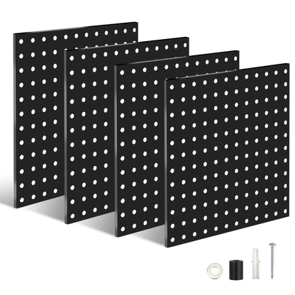 4-Pack: Metal Black Pegboard Wall Organizer with 1" Spacing 1/4" Hole DailySale