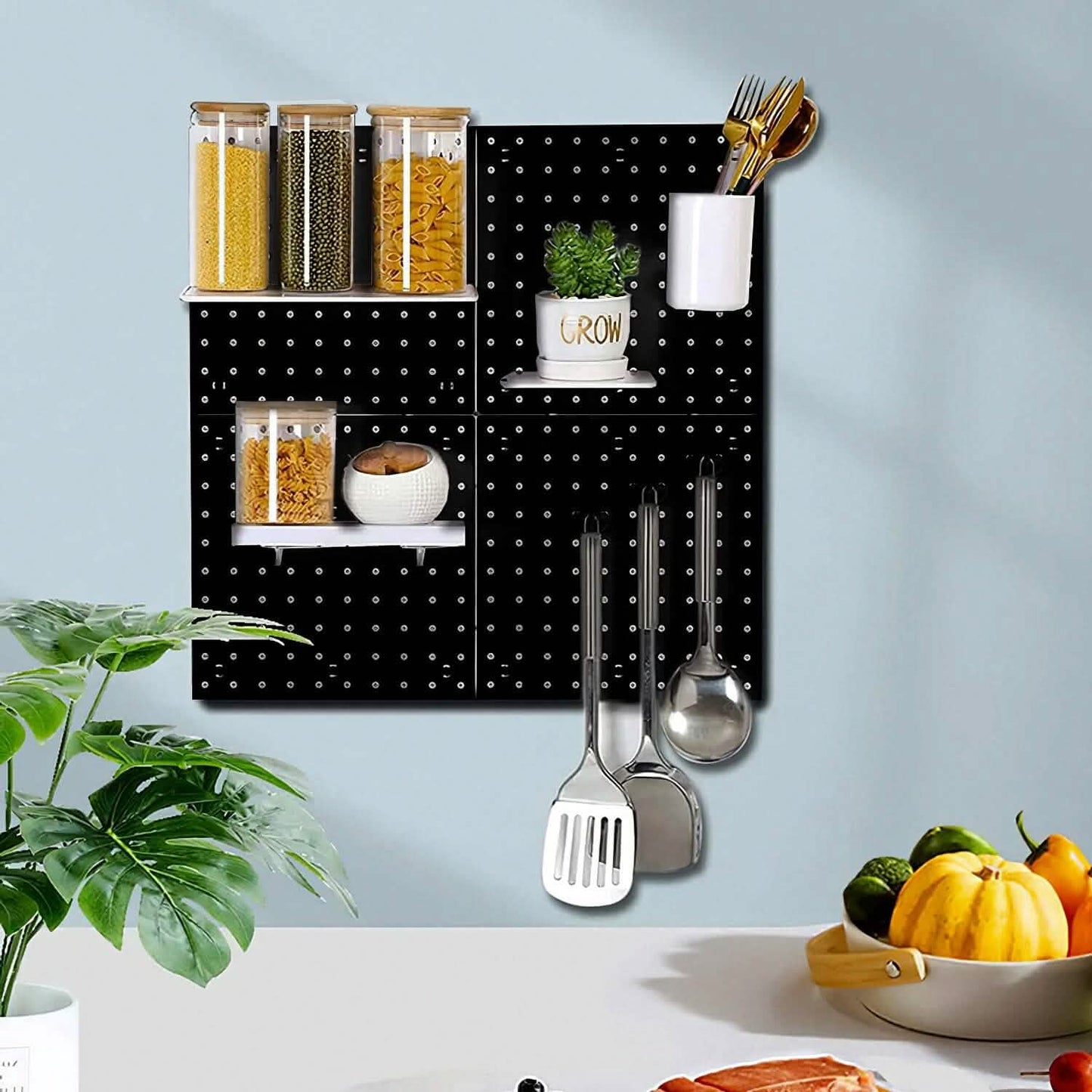 4-Pack: Metal Black Pegboard Wall Organizer with 1" Spacing 1/4" Hole DailySale