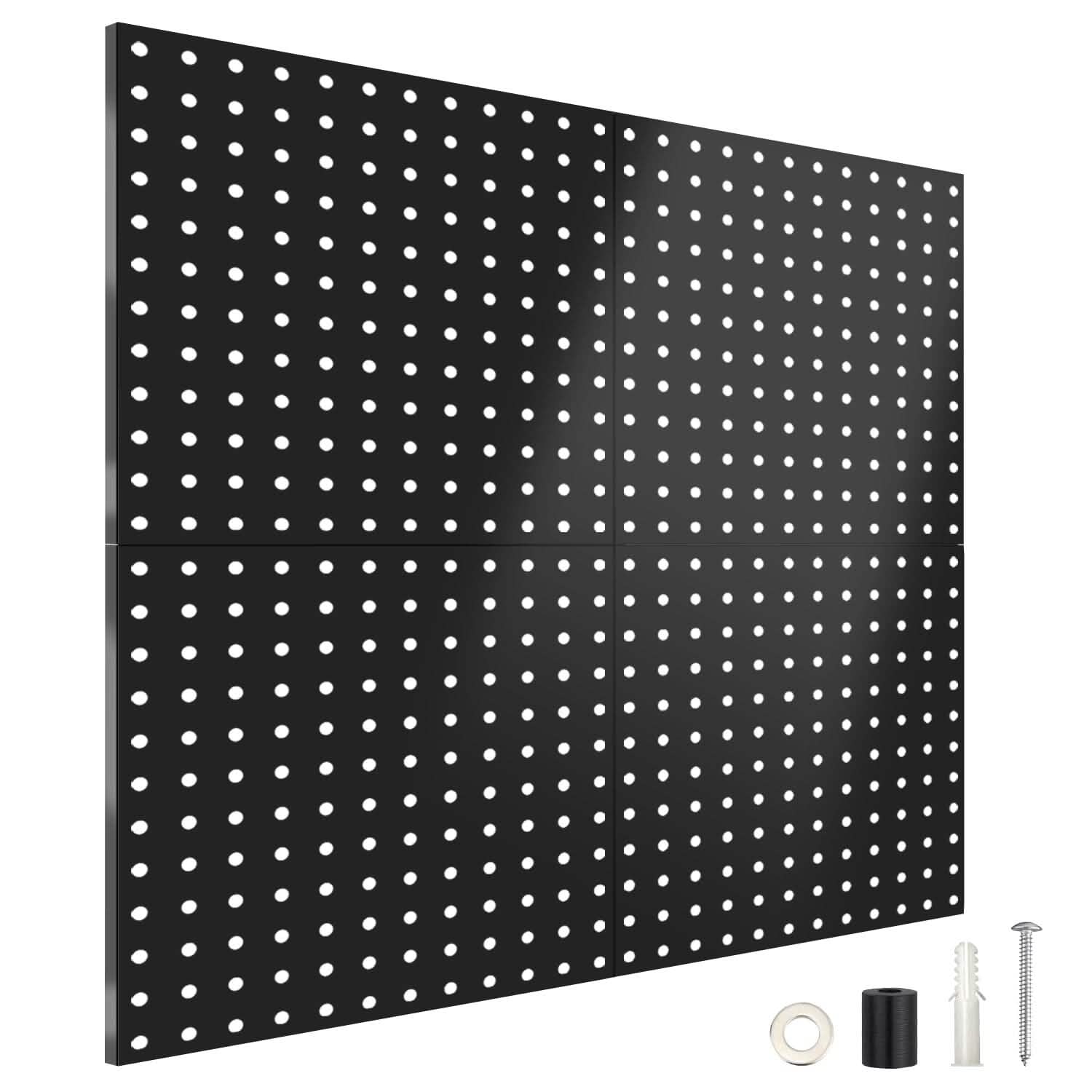 4-Pack: Metal Black Pegboard Wall Organizer with 1" Spacing 1/4" Hole DailySale