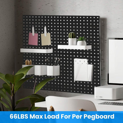 4-Pack: Metal Black Pegboard Wall Organizer with 1" Spacing 1/4" Hole DailySale