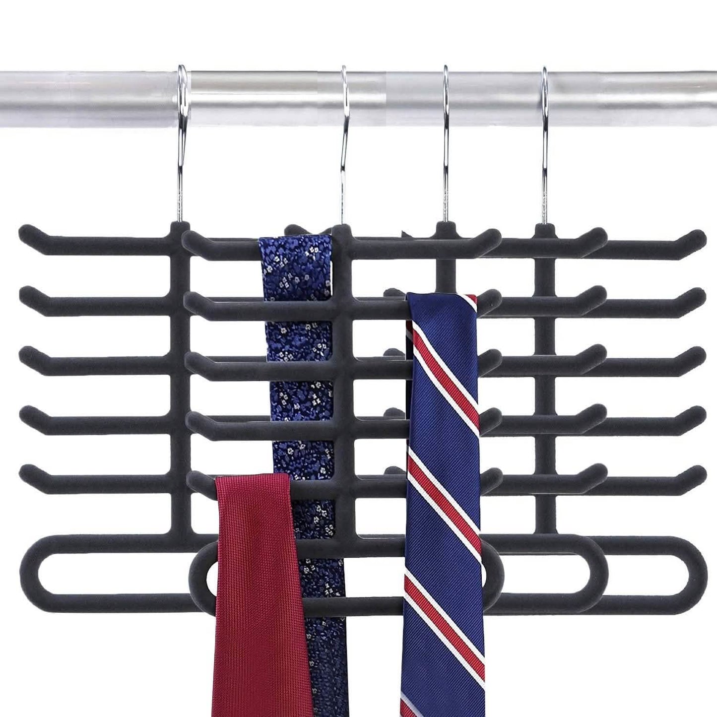 4-Pack: Non-Slip Velvet Tie Hanger Organizer Rack DailySale