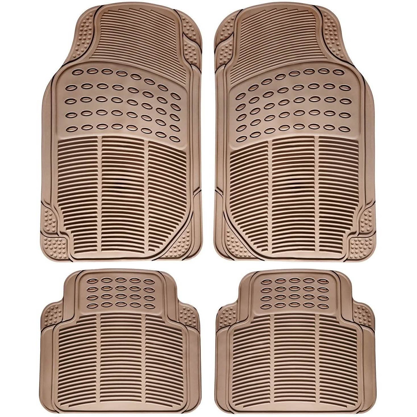 4-Pack: OxGord® Ridged Style 1st & 2nd Row Black Heavy Duty Rubber Floor Mat Set DailySale