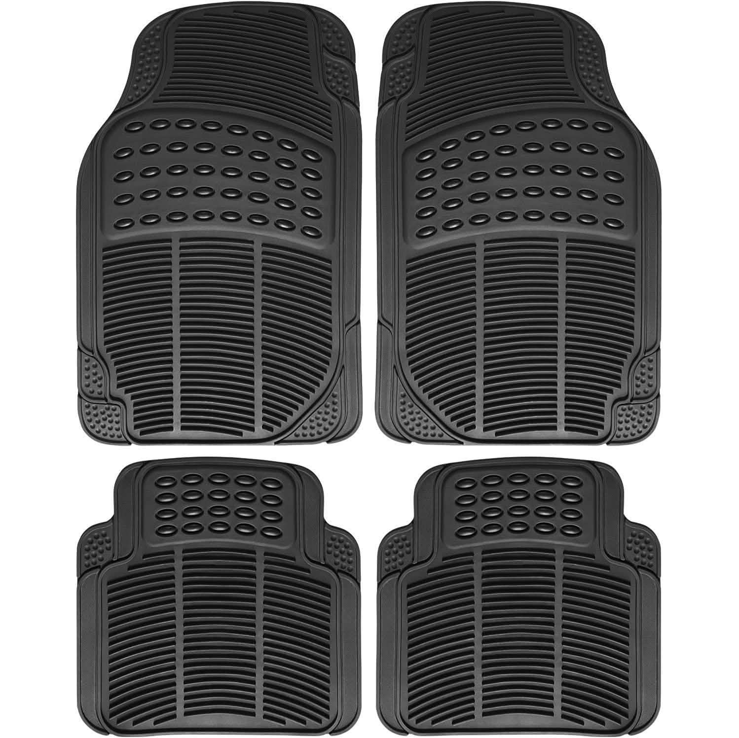 4-Pack: OxGord® Ridged Style 1st & 2nd Row Black Heavy Duty Rubber Floor Mat Set DailySale