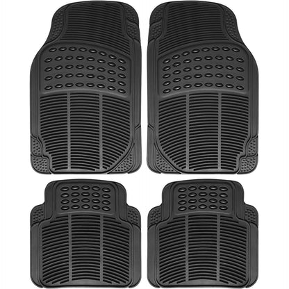 4-Pack: OxGord® Ridged Style 1st & 2nd Row Black Heavy Duty Rubber Floor Mat Set DailySale