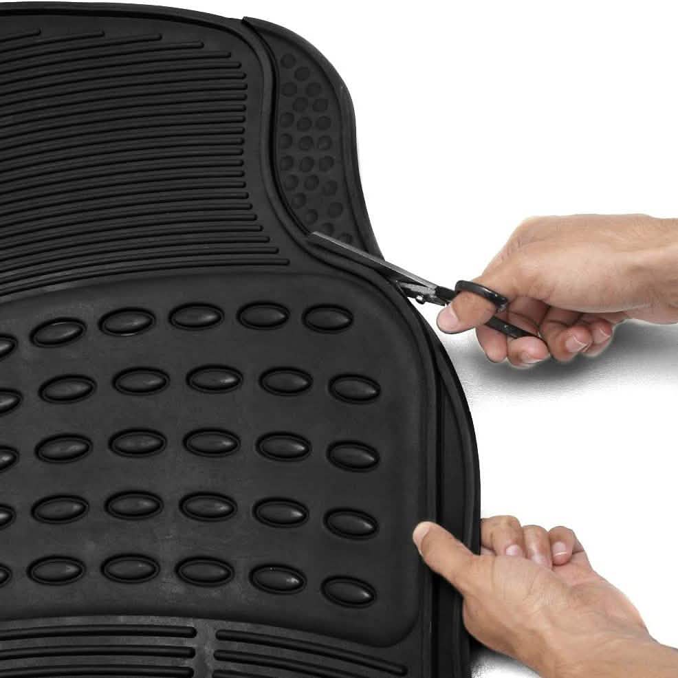 4-Pack: OxGord® Ridged Style 1st & 2nd Row Black Heavy Duty Rubber Floor Mat Set DailySale