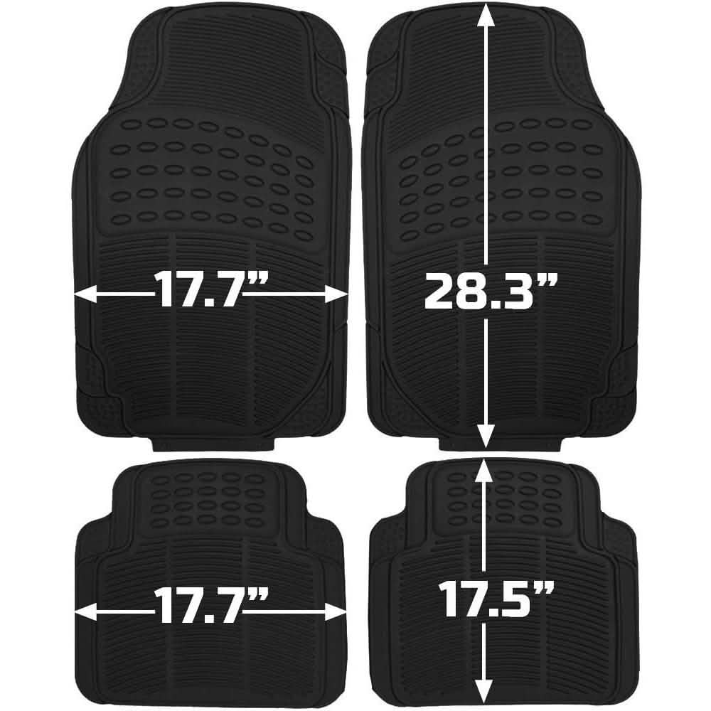 4-Pack: OxGord® Ridged Style 1st & 2nd Row Black Heavy Duty Rubber Floor Mat Set DailySale