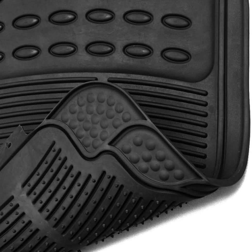 4-Pack: OxGord® Ridged Style 1st & 2nd Row Black Heavy Duty Rubber Floor Mat Set DailySale