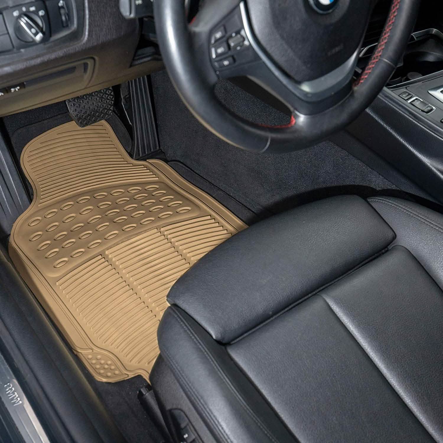 4-Pack: OxGord® Ridged Style 1st & 2nd Row Black Heavy Duty Rubber Floor Mat Set DailySale