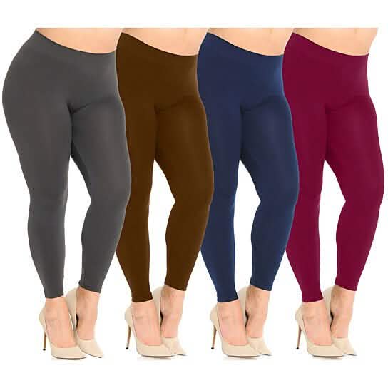4-Pack: Plus Size Women's Ultra-Soft Stretchy Solid Yoga Leggings DailySale
