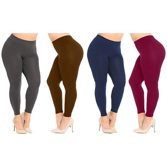 4-Pack: Plus Size Women's Ultra-Soft Stretchy Solid Yoga Leggings DailySale