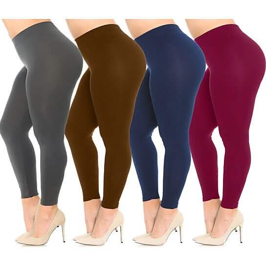 4-Pack: Plus Size Women's Ultra-Soft Stretchy Solid Yoga Leggings DailySale