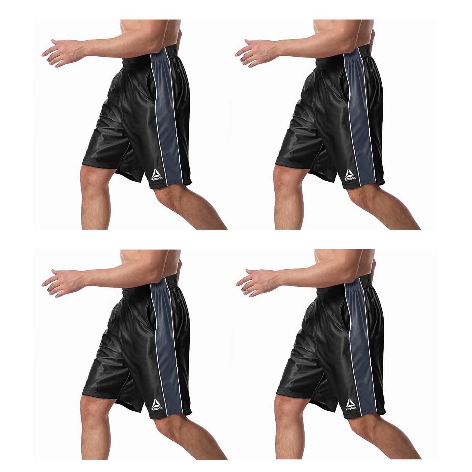 4-Pack: Reebok Men's Two Toned Athletic Performance Dazzle Shorts With Pockets DailySale