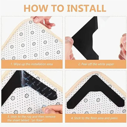 4-Pack: Reusable Non-Slip Carpet Rug Stickers DailySale