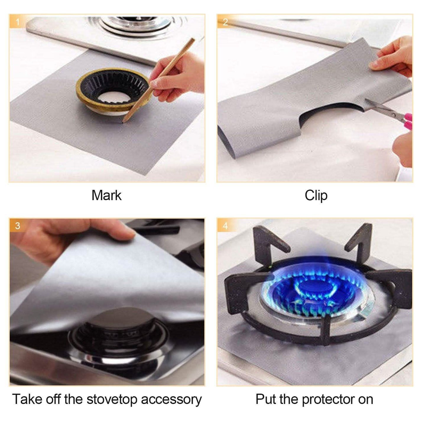 4-Pack: Reusable Nonstick Overtop Burner Protector Liner DailySale