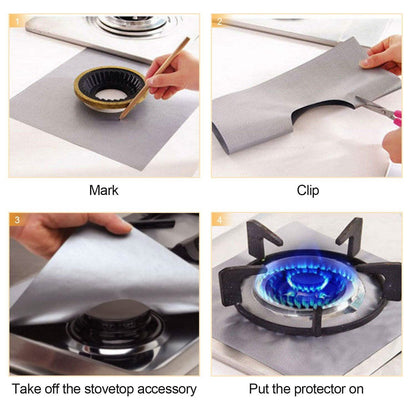4-Pack: Reusable Nonstick Overtop Burner Protector Liner DailySale