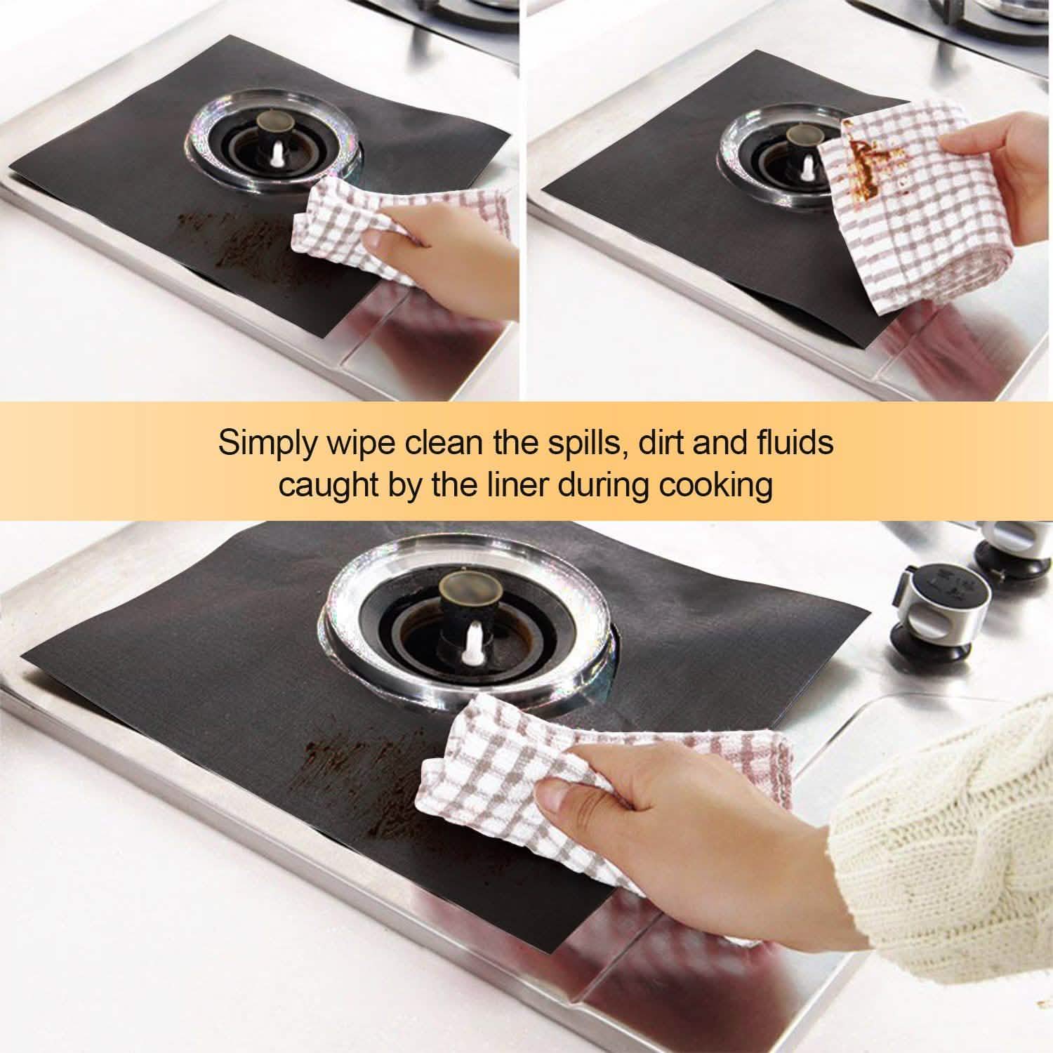 4-Pack: Reusable Nonstick Overtop Burner Protector Liner DailySale