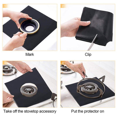 4-Pack: Reusable Nonstick Overtop Burner Protector Liner DailySale
