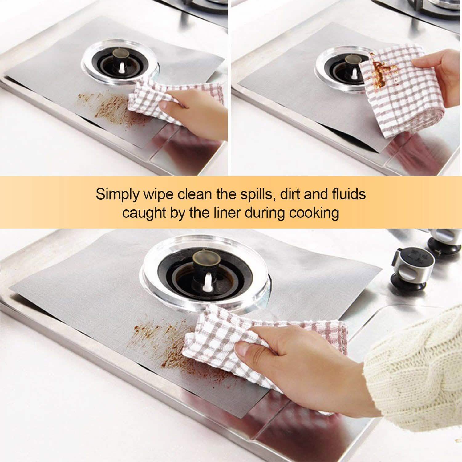 4-Pack: Reusable Nonstick Overtop Burner Protector Liner DailySale