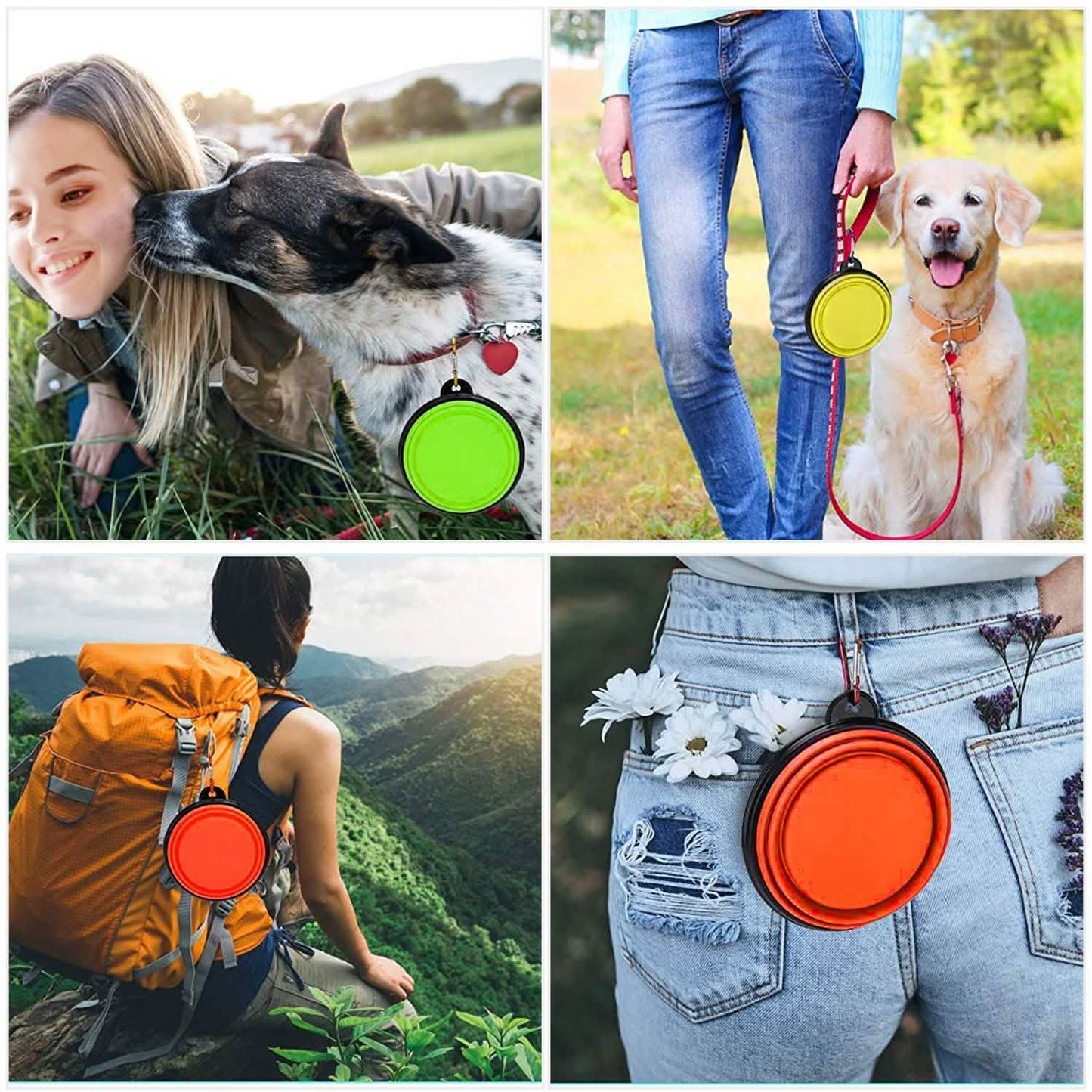 4-Pack: Silicone Collapsible Dog or Cat Food Water Bowl DailySale