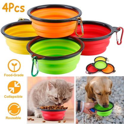 4-Pack: Silicone Collapsible Dog or Cat Food Water Bowl DailySale