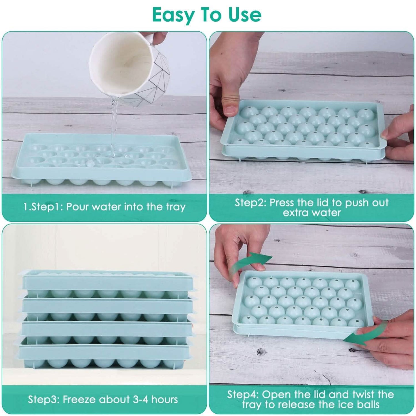 4-Pack: Small Ice Cube Maker Mold with Lid Bin DailySale