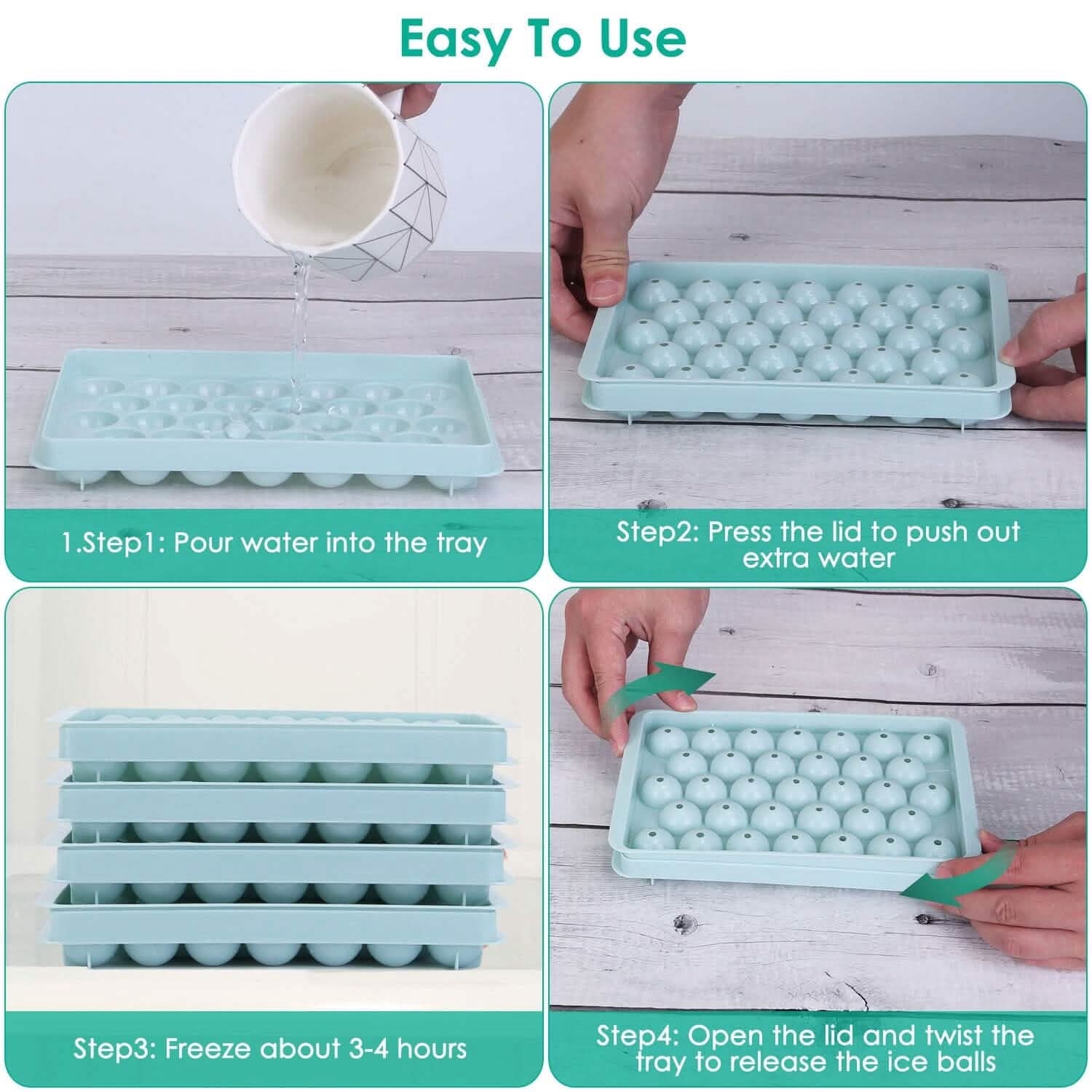 4-Pack: Small Ice Cube Maker Mold with Lid Bin DailySale