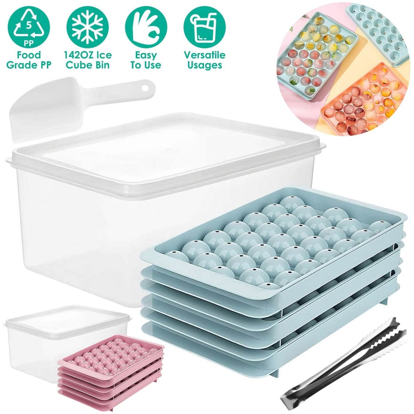 4-Pack: Small Ice Cube Maker Mold with Lid Bin DailySale